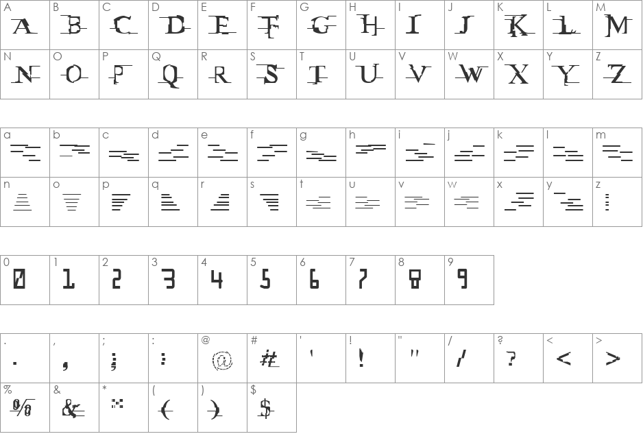 Matrix_vs_Miltown font character map preview