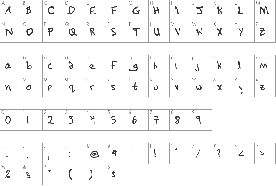 Matt Font font character map preview