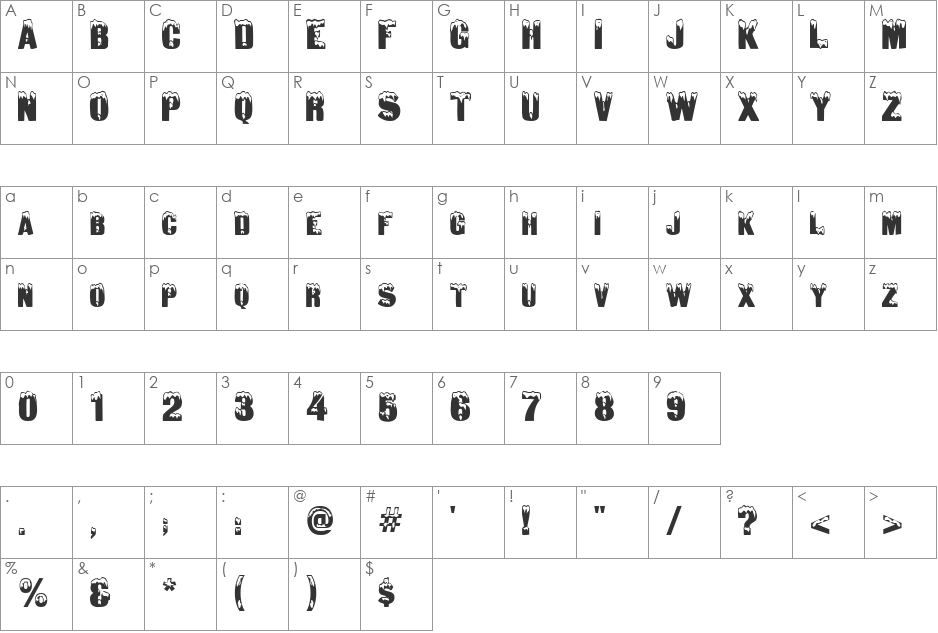 Matterhorn font character map preview