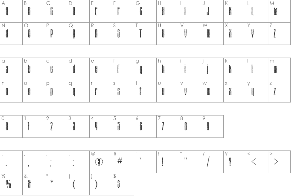 MatterhornC font character map preview