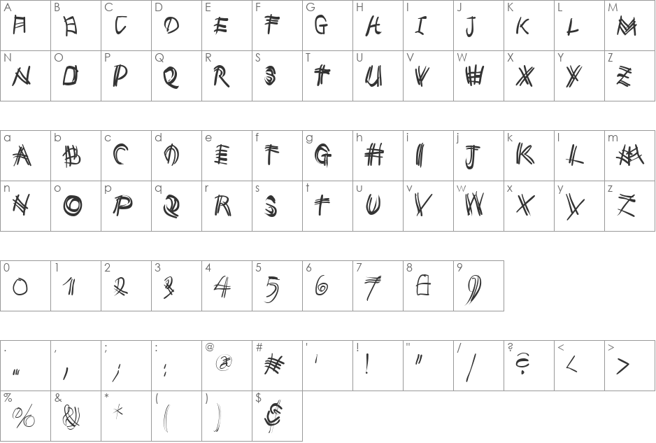MauMauKlein font character map preview