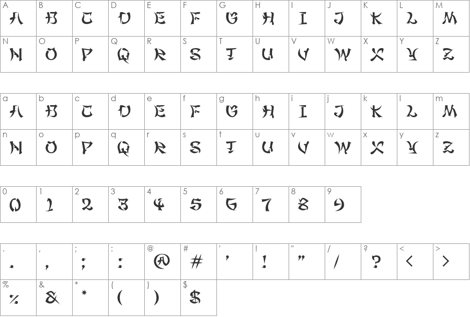 Maximage Gimbadong font character map preview