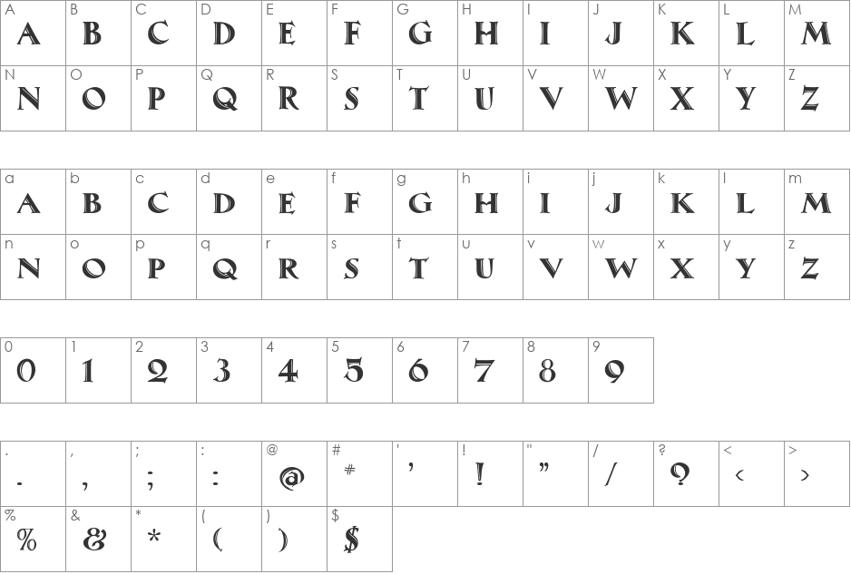MaximilianAntiqua font character map preview