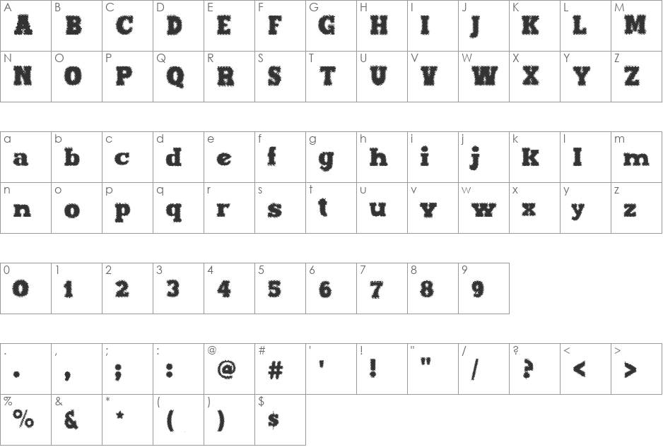 Maxxi Dots font character map preview