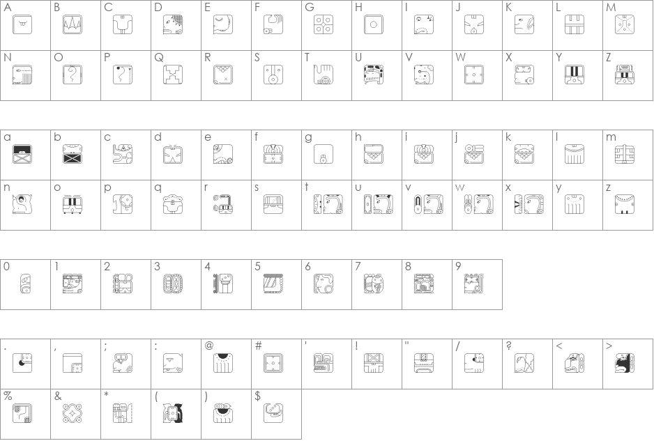 Maya Calendric font character map preview
