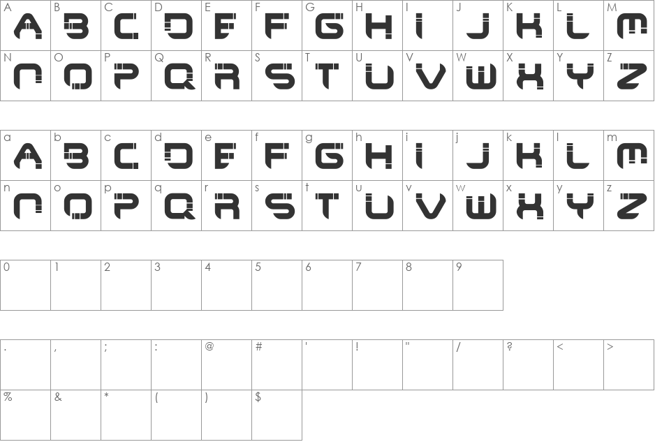 Maya Culpa font character map preview