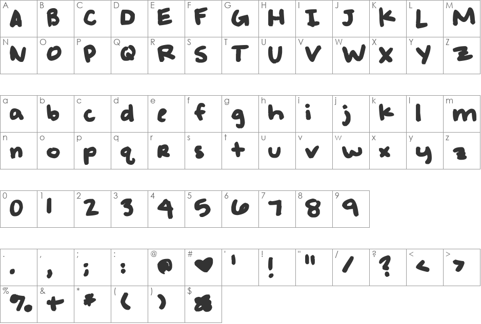 Maybe But Not Always font character map preview