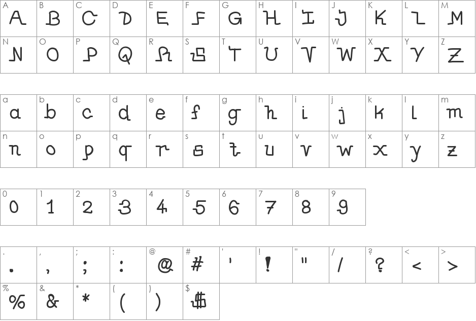 MayHandwrite font character map preview