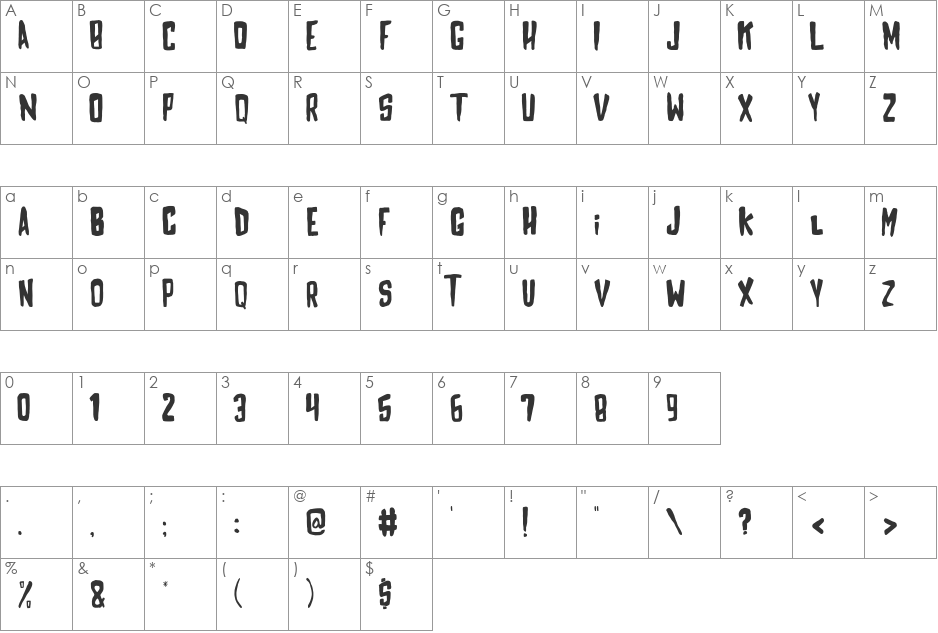 MAYHEM font character map preview