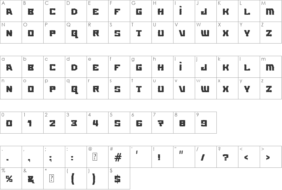 MB-Element font character map preview