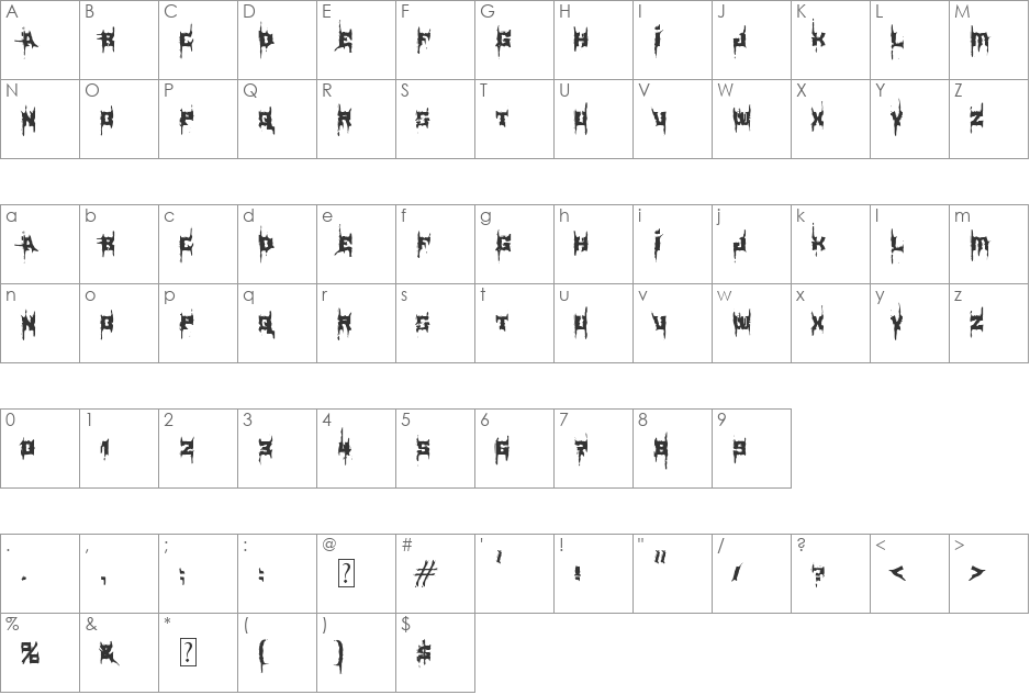 MB-Element font character map preview