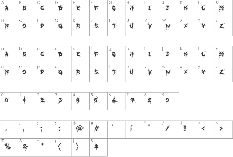 MB-EvilGhost font character map preview