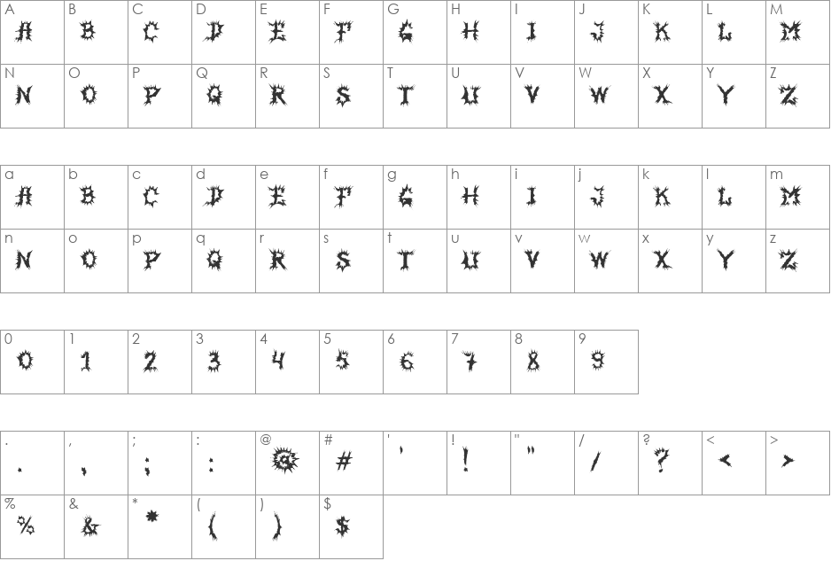 MB-HorrorHouse font character map preview