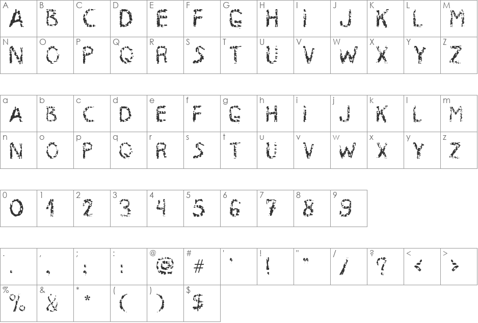 MB-RustyIron font character map preview