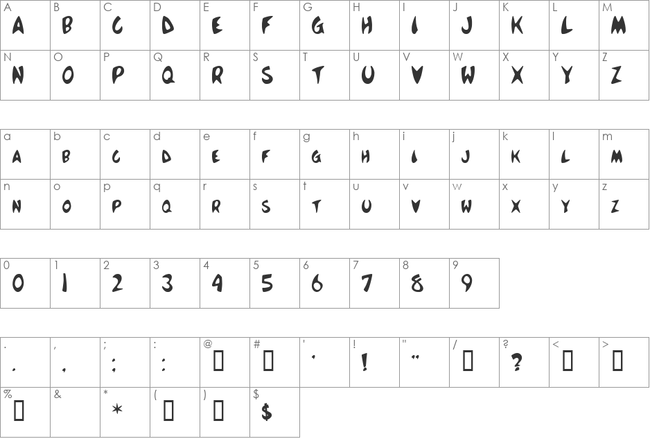 McBoing Boing font character map preview