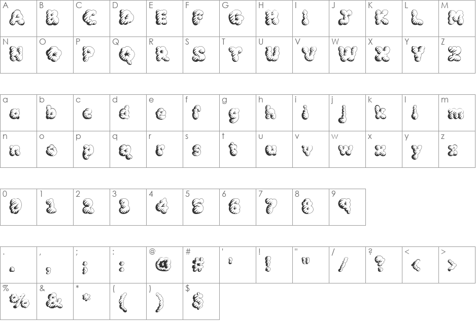 McKloud Storm font character map preview