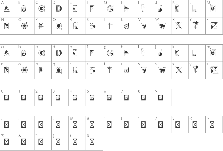 AWAKEMIND font character map preview