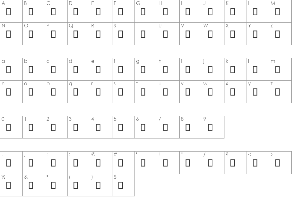 MCS HALA HIGH font character map preview