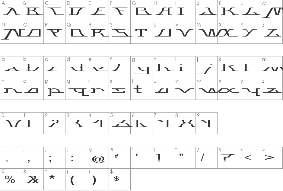 awitched font character map preview