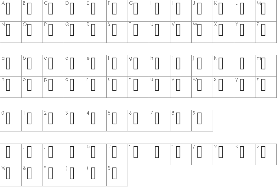 MCS TOPAZ FAT font character map preview