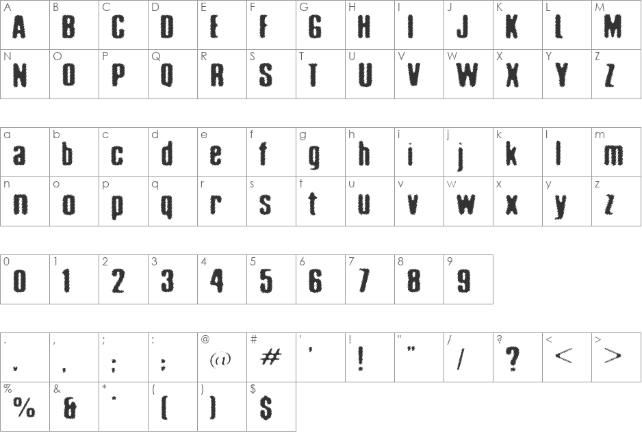 acid_reflux font character map preview