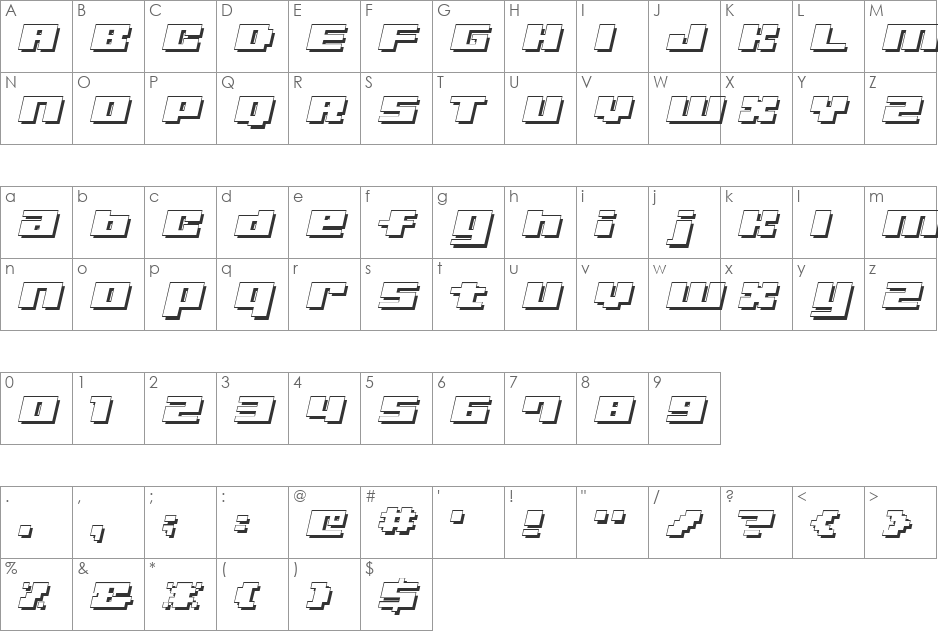 MD UltraSeven ItalicW font character map preview