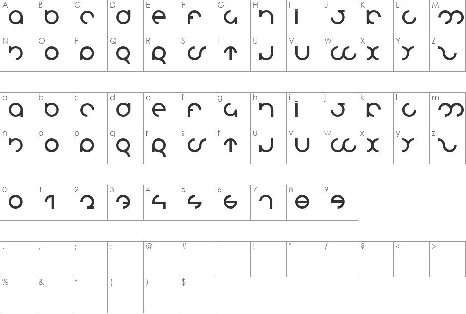MDRS-FD01 font character map preview