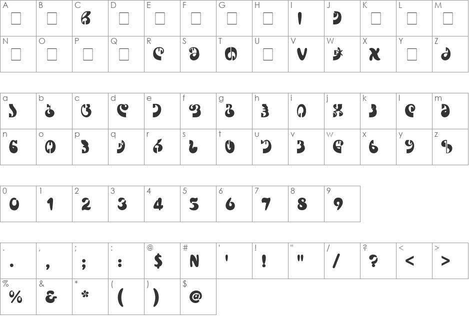 Mdzimiseburi font character map preview