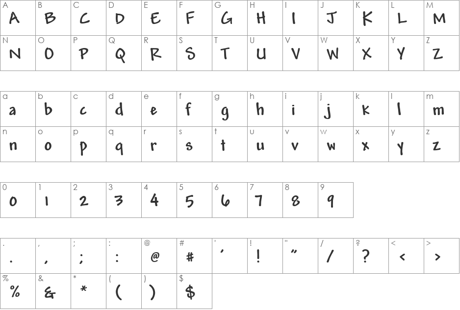 Mead font character map preview