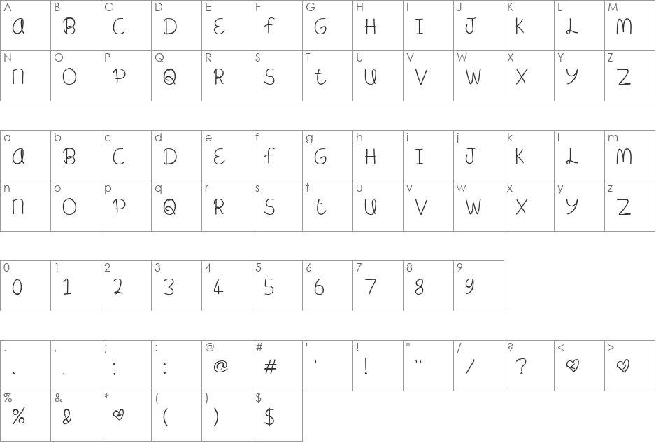 Meant To Be font character map preview