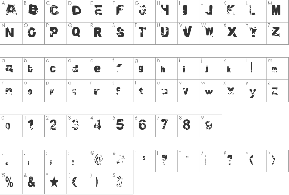 MEATPIE 2 font character map preview