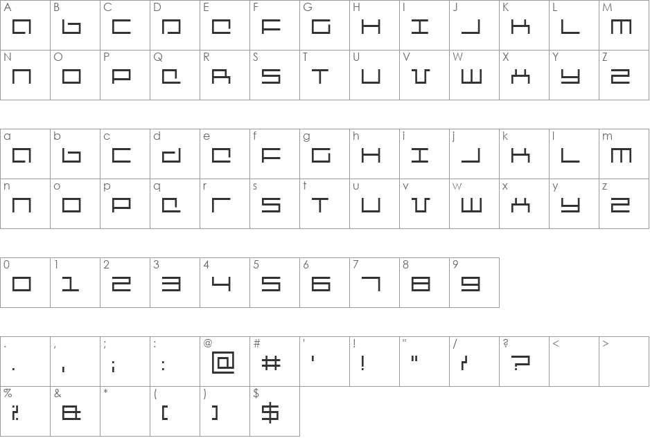 Mechanic font character map preview