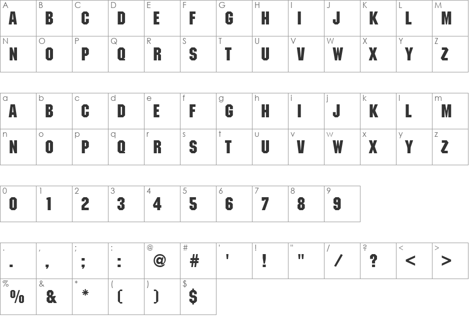 Mechanic DB font character map preview