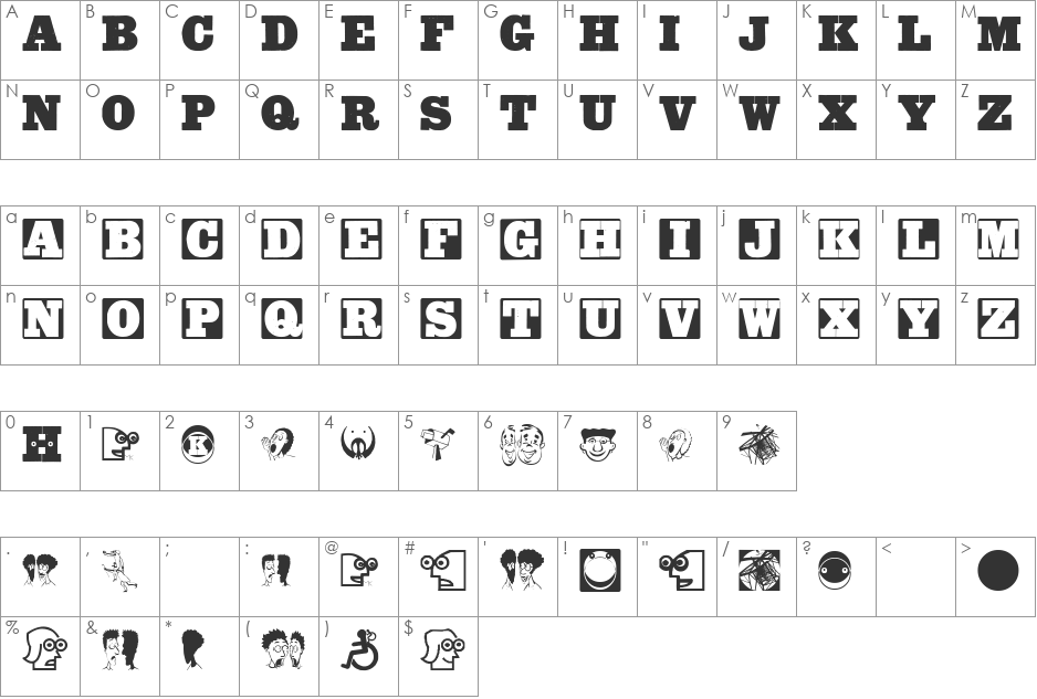 AxelsWoodTypesMK font character map preview