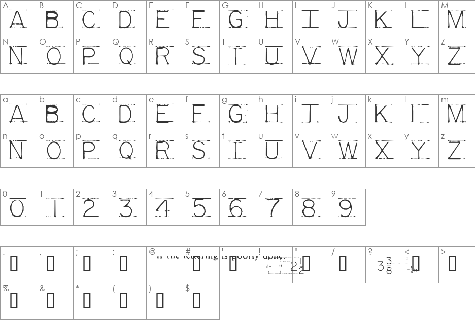 Mechanical Fun font character map preview