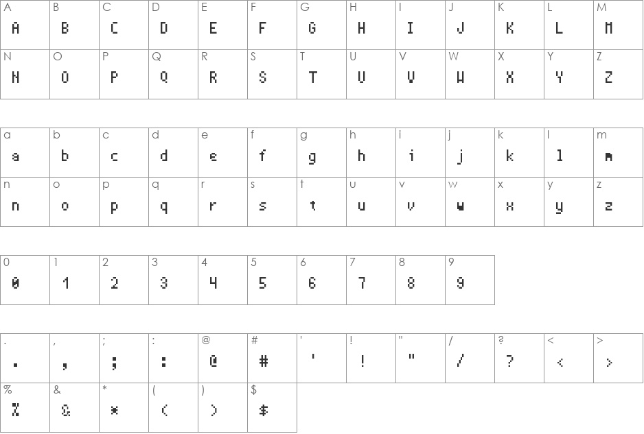 AxeMonospaced font character map preview