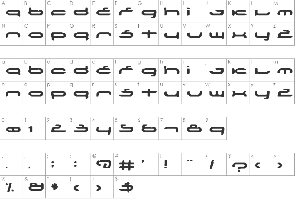 Mechoba font character map preview