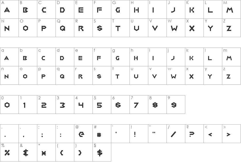 Medabots font character map preview