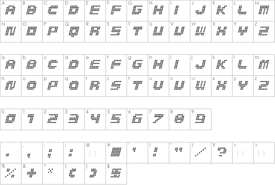 MedLed font character map preview