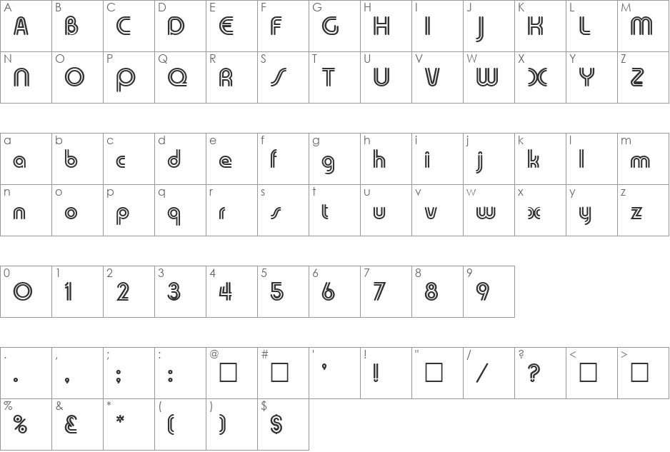 Medley font character map preview