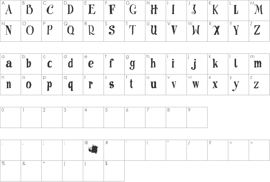 meg cabot font character map preview
