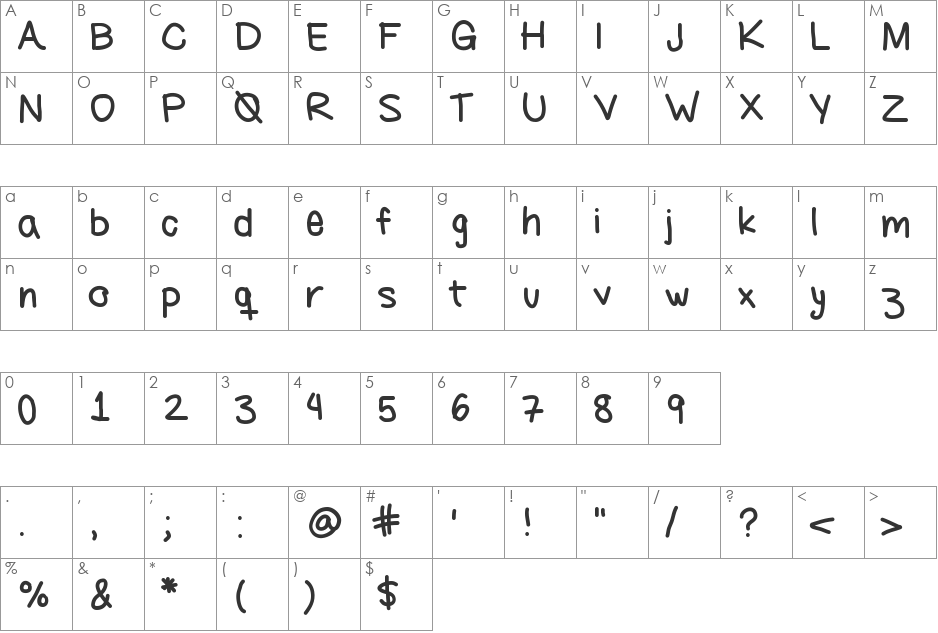 ayanez1 font character map preview