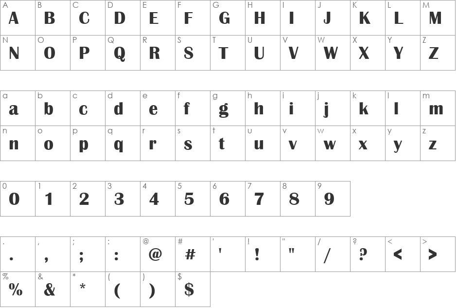 Ayar Juno font character map preview