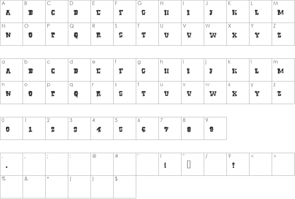 Mejiko font character map preview