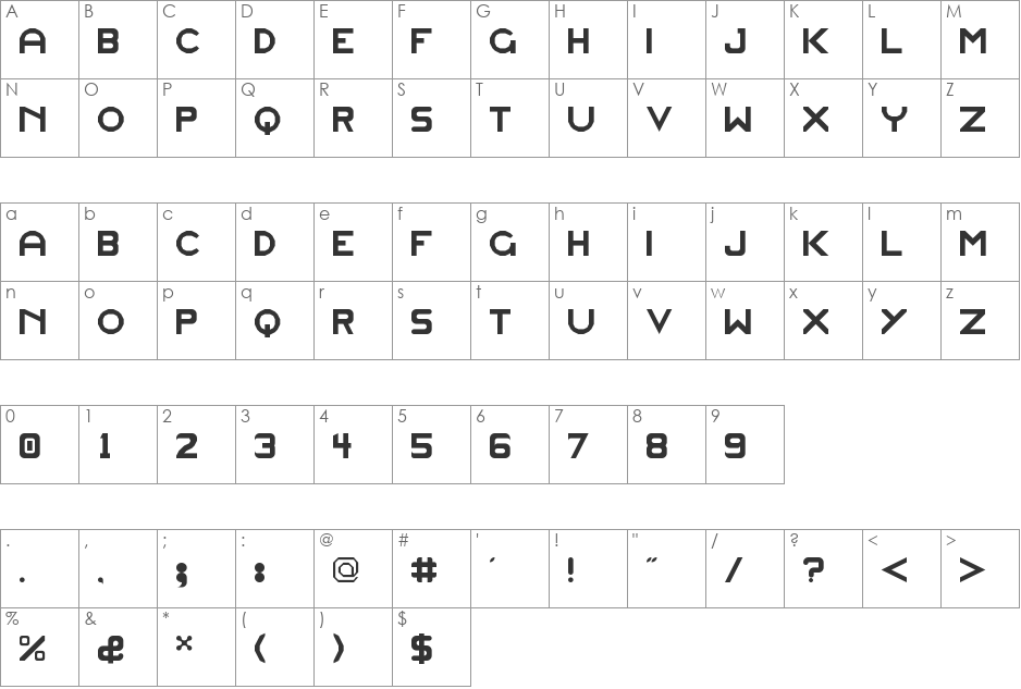 Mek Caps font character map preview