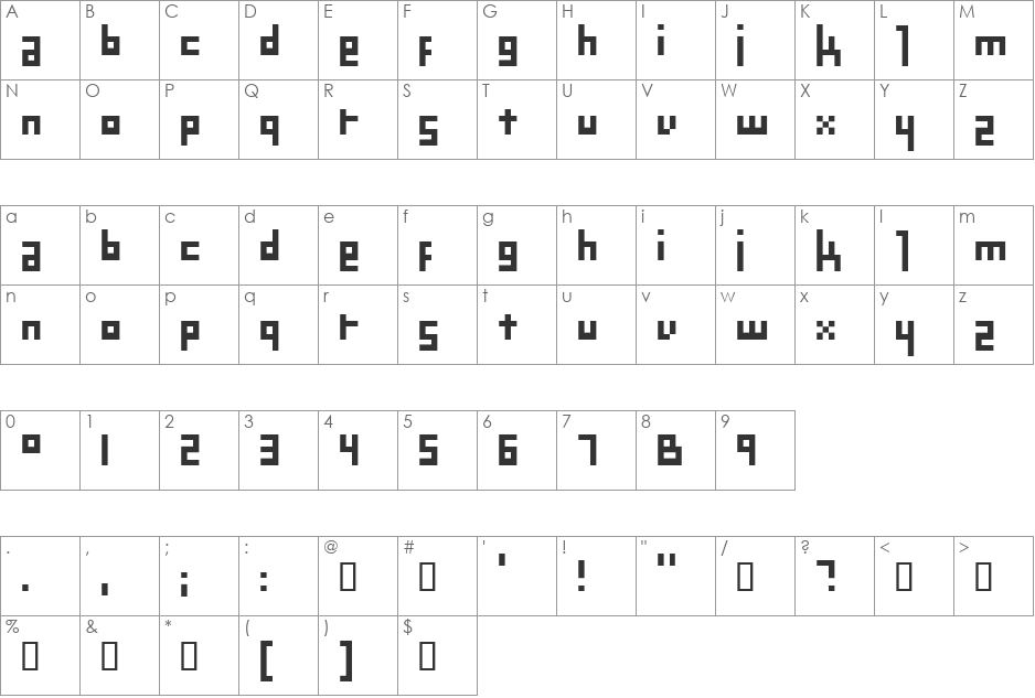 Mekanek font character map preview