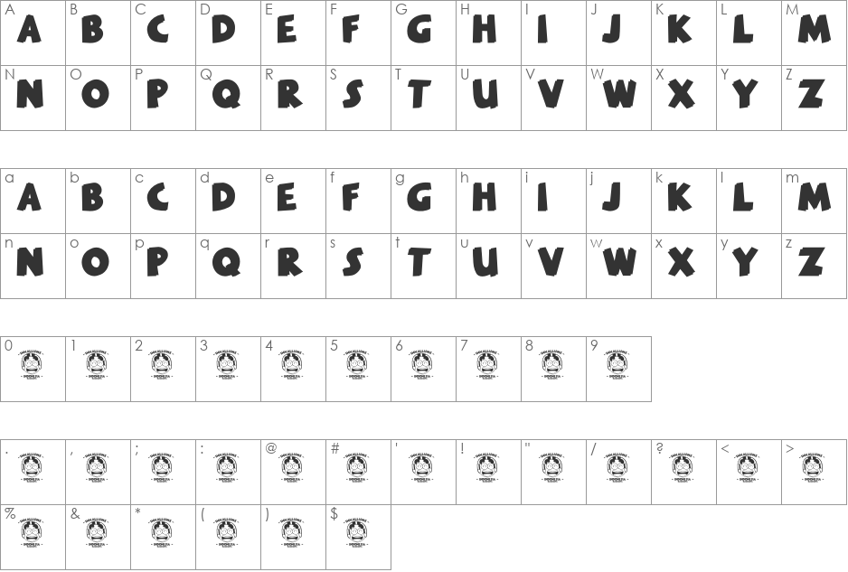 MELANKOLIA font character map preview