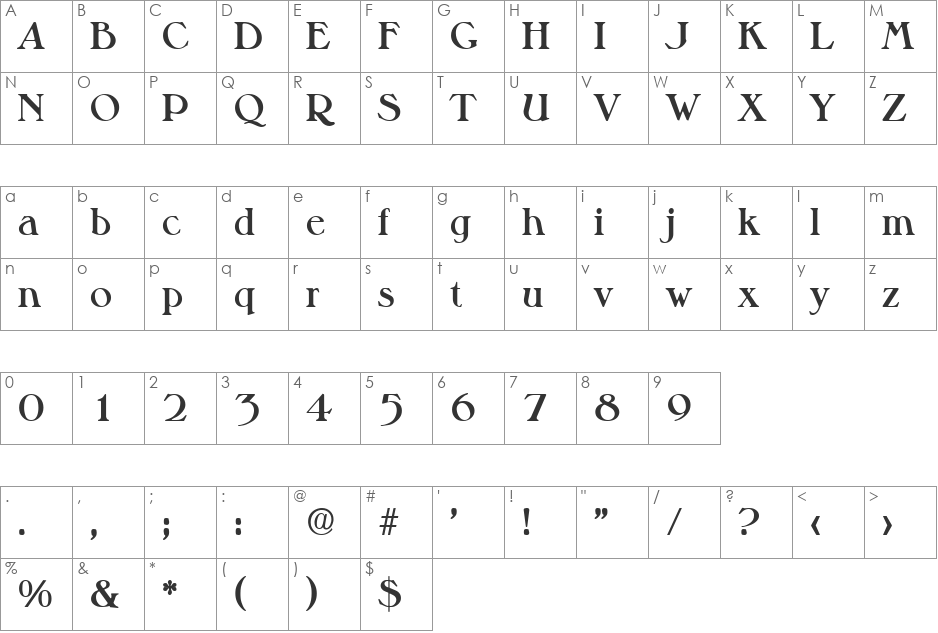 Melbourne-Serial DB font character map preview