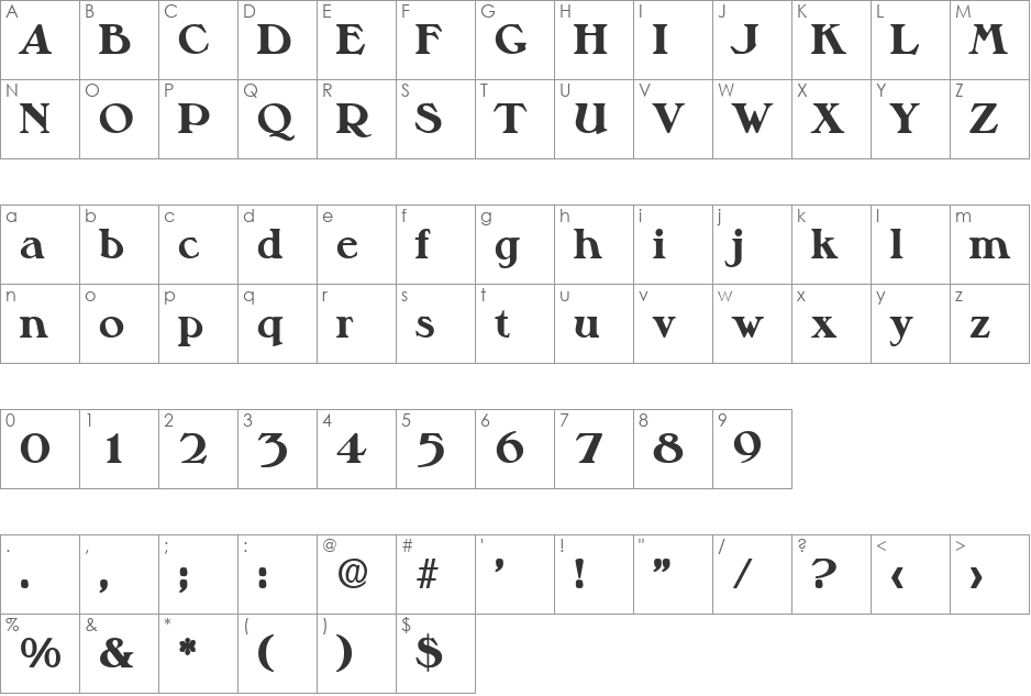 Melbourne-Serial-ExtraBold font character map preview