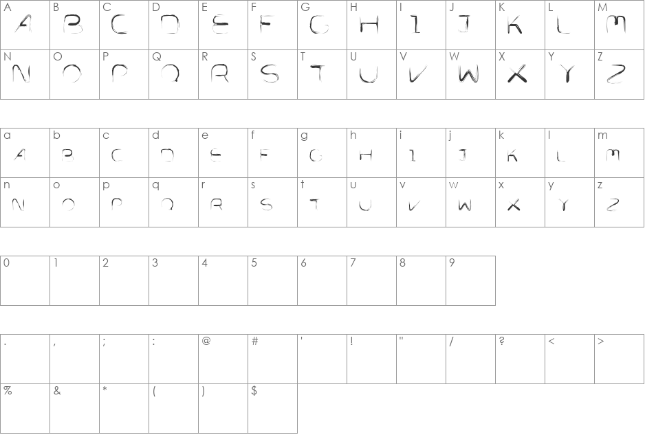 Mellifluos font character map preview
